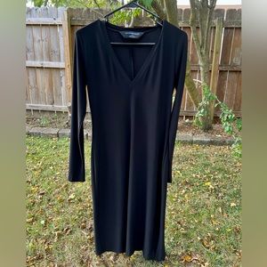 Norma Kamala long sleeve midi black dress S v-neck bodycon